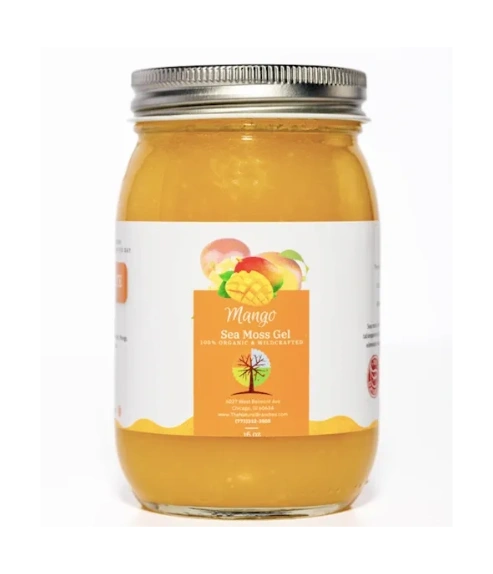 16oz Organic Mango Sea Moss Gel in Glass Mason jar
