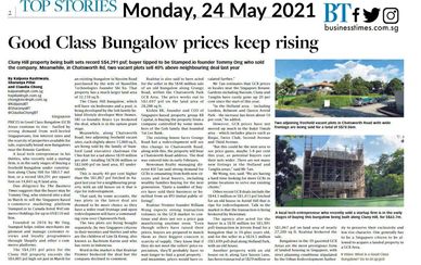Business Times - Good Class Bungalow Prices Keep Rising
