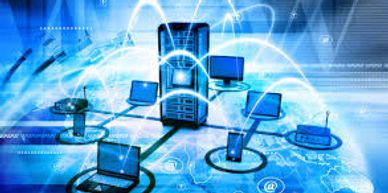 Digital network connecting various devices to a central server.