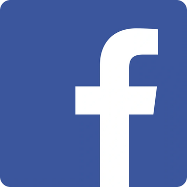 Facebook logo with white lowercase 'f' on blue background.