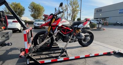 “Transporting a Ducati to Wheels In Motion in Woodland Hills — safe motorcycle towing by  Galloway T