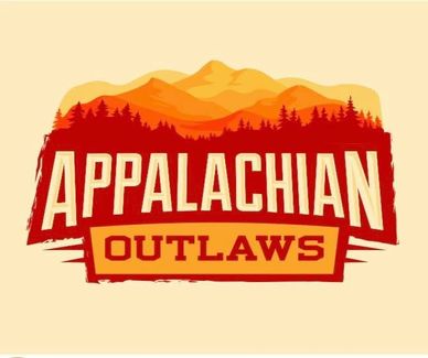 Logo with mountains and forest reading Appalachian Outlaws.
