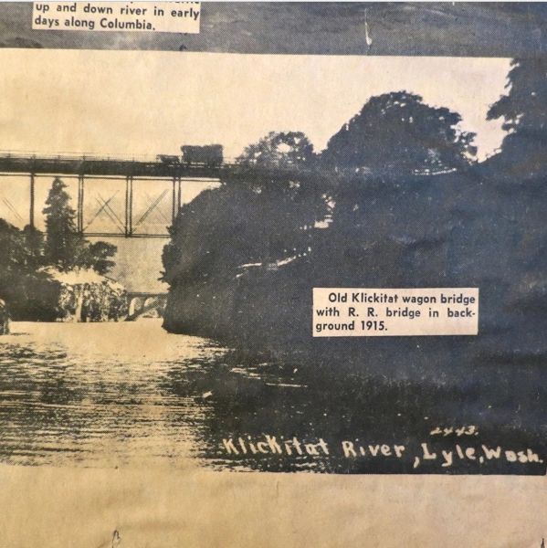 Historic 1915 Klickitat River bridges near Lyle, Washington.