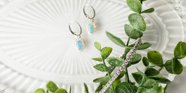 Opal earrings, Diamond bracelet