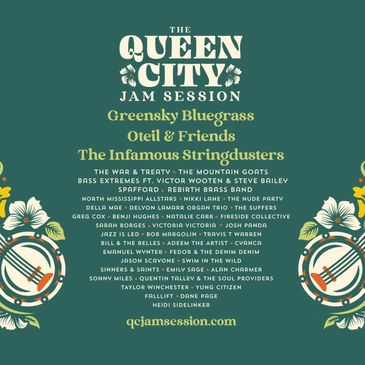Poster for The Queen City Jam Session featuring Greensky Bluegrass and others.