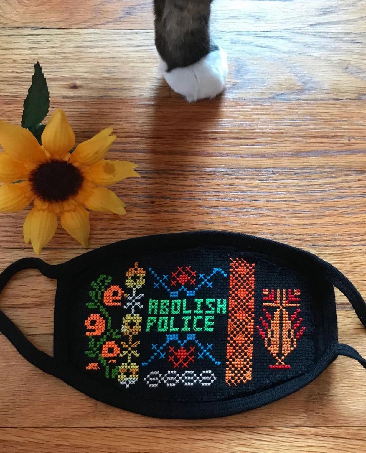 Palestinian embroidery tatreez mask abolish police