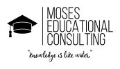Logo of Moses Educational Consulting with a graduation cap and quote.