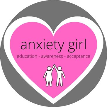 Logo with pink heart and text promoting anxiety awareness and acceptance.