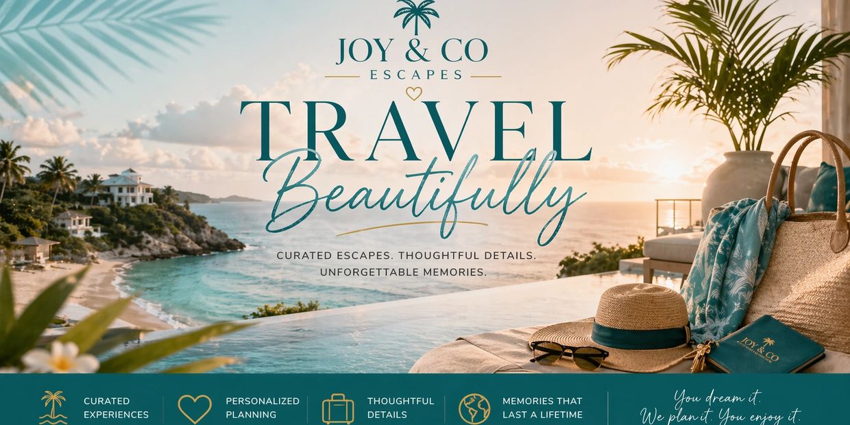 Serene beachside escape with travel essentials and a sunset view.