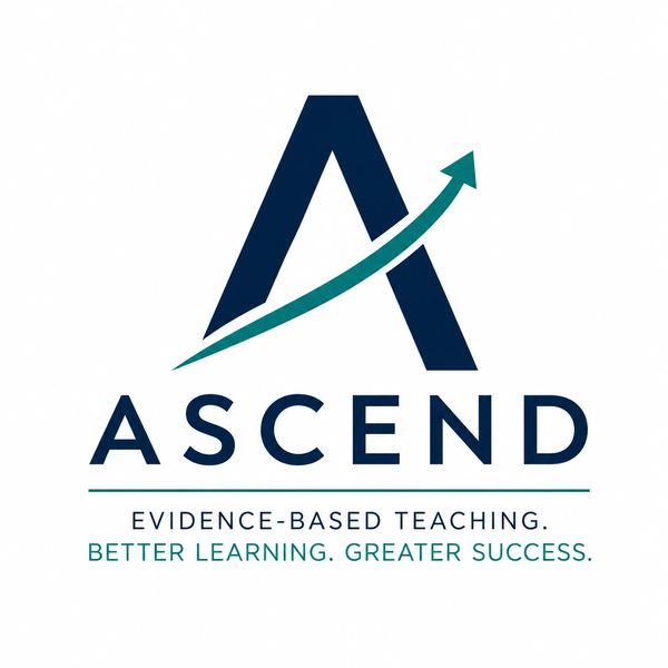 Logo of Ascend with an upward arrow and educational tagline.