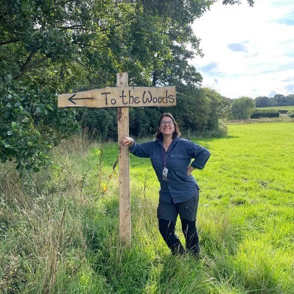 Founder of Joyful Outdoors, Elspeth Fimpel, taking a group on a bushcraft  workshop in Surrey Hills