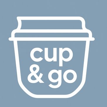Logo featuring a to-go coffee cup with 'cup & go' text inside.