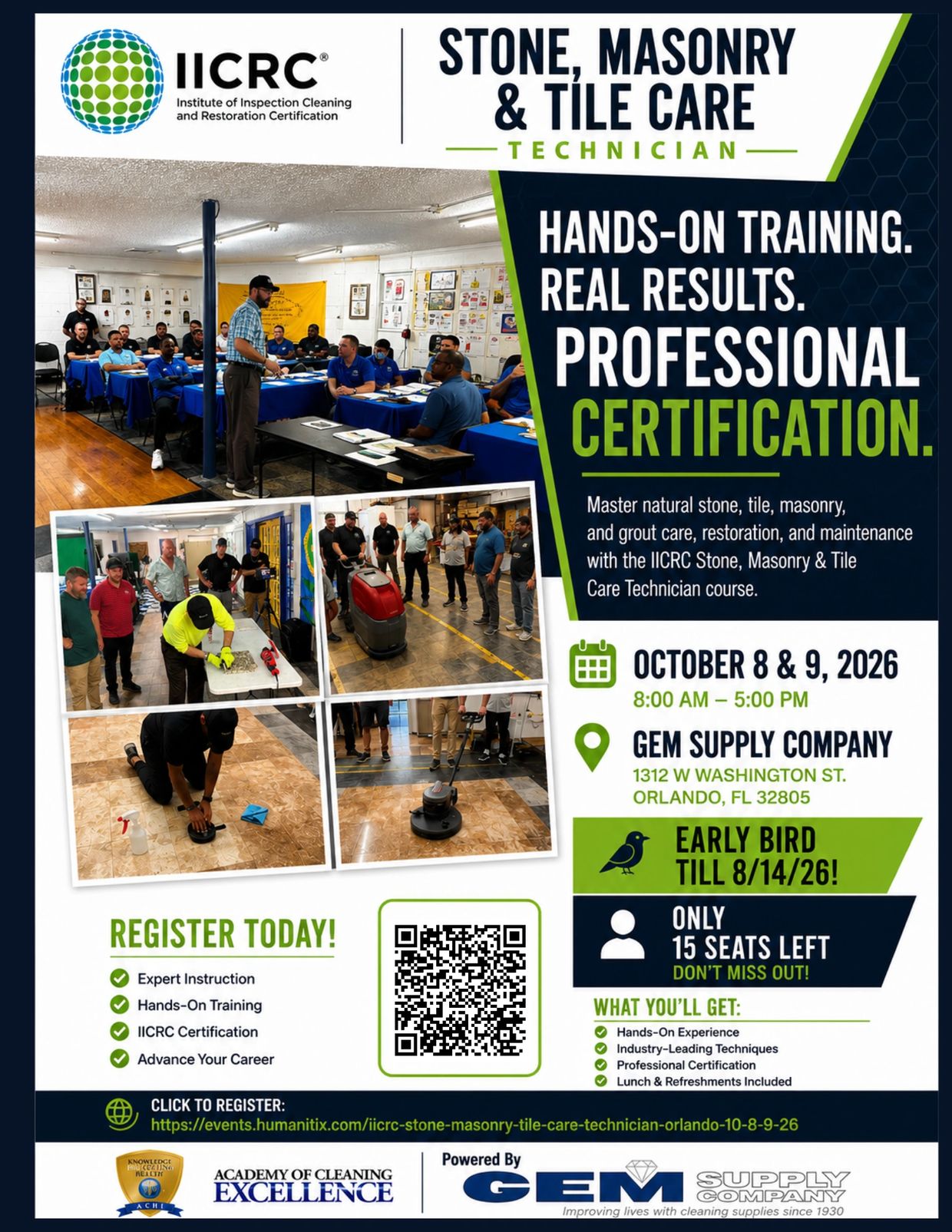 Certification training for stone, masonry, and tile care technicians in Orlando.