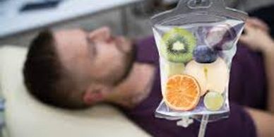 person waiting for his IV vitamin drip infusion for wellbeing