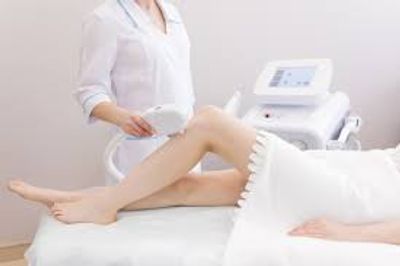 Lady undergoing lower leg hair removal by laser