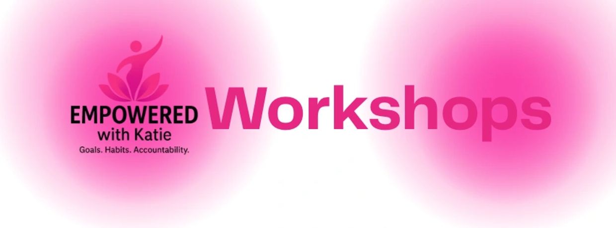 Empowered with Katie Workshops logo with focus on goals and habits.