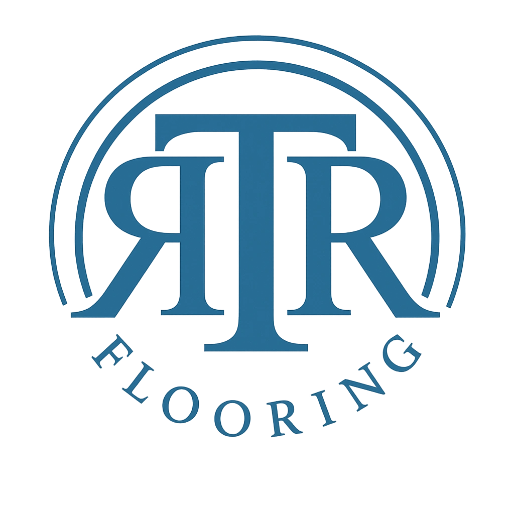 Blue logo with stylized letters and the word 'FLOORING'.
