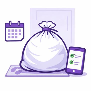 Scheduled trash pickup with checklist on smartphone.