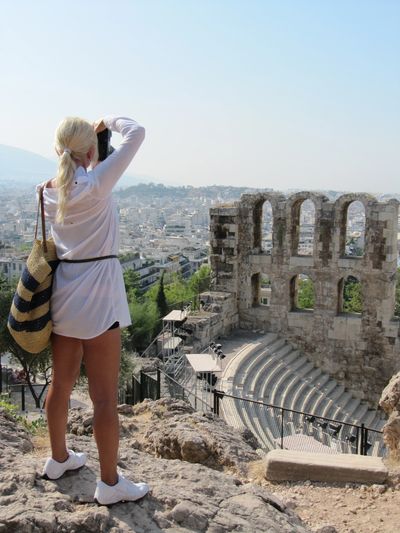 KASHA McKee on location at the Acropolis, Athens, 2011.
