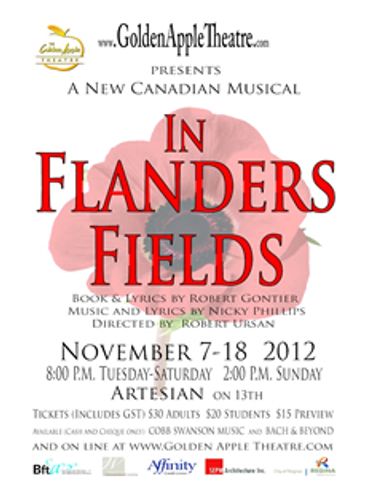 Poster for the Canadian musical 'In Flanders Fields' by Golden Apple Theatre.