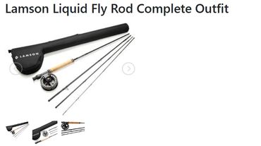 Complete Lamson Liquid fly fishing rod outfit with case and reel.