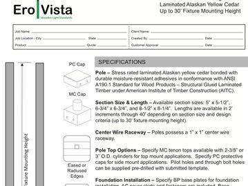 EroVista wood light pole specification pages