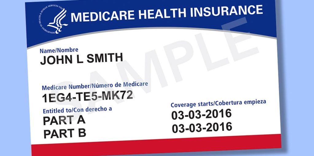 Sample Medicare Health Insurance card for John L Smith with coverage starting 03-03-2016.
