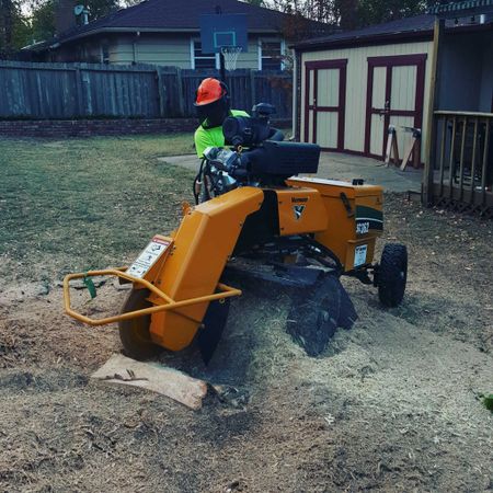 Stump grinding equipment at work