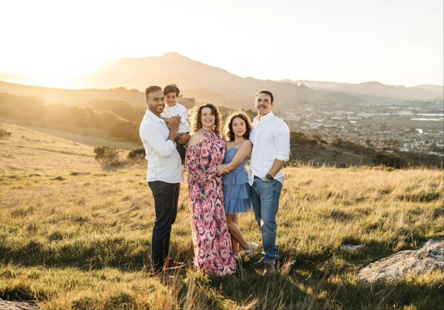 Adriana Palmeira, founder of Pixie Nursery School, with her family in Marin County.