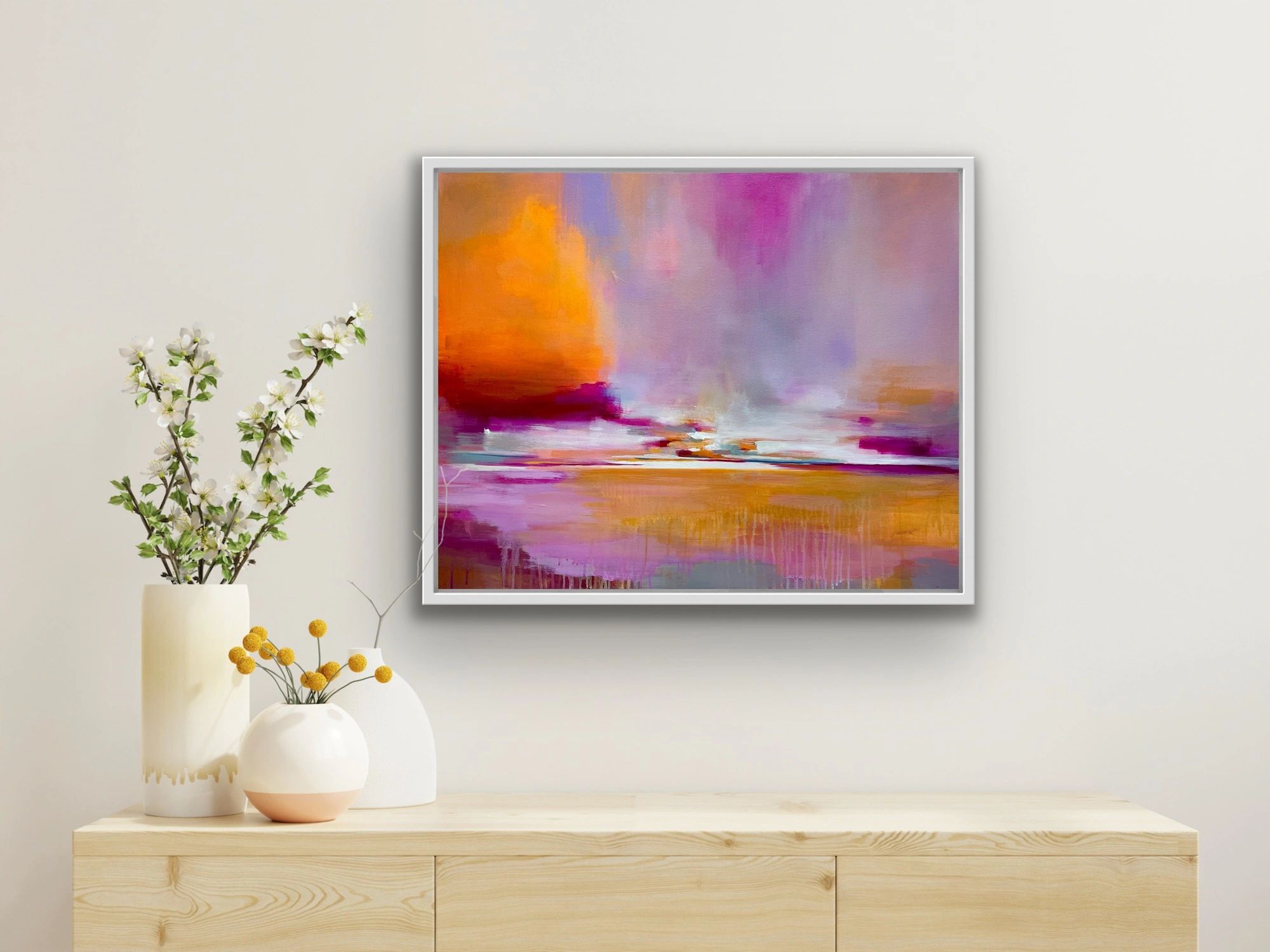 Original acrylic painting on canvas
Expressive abstract painting inspired by sunrise on the coast.
