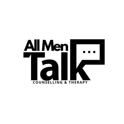 All men talk logo. Mental health support. Men's counselling. Counselling Therapy.
