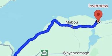 Routes from Port Hawkesbury to Inverness - Cape Breton Island