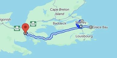 Routes along hwy 104 - Port Hawkesbury to Sydney, including Glace bay and North Sydney areas.