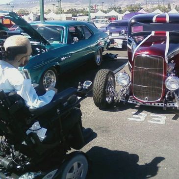 Jesse Leaman admires shiny hot-rods during Reno's 2011 hot August nights event.