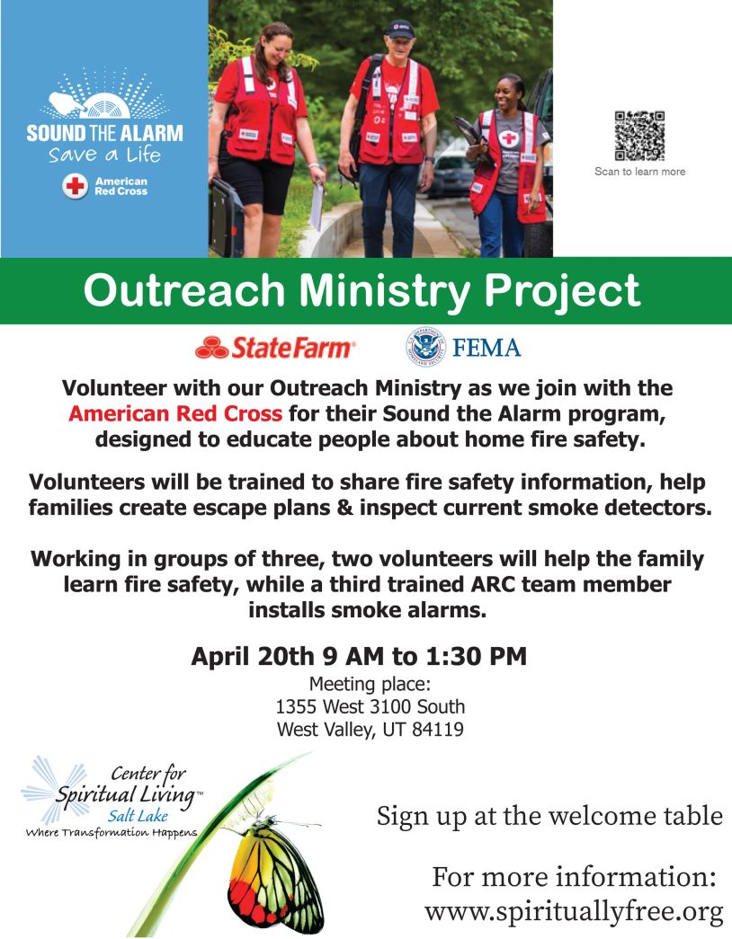 Volunteers in red vests promote home fire safety with American Red Cross outreach program.