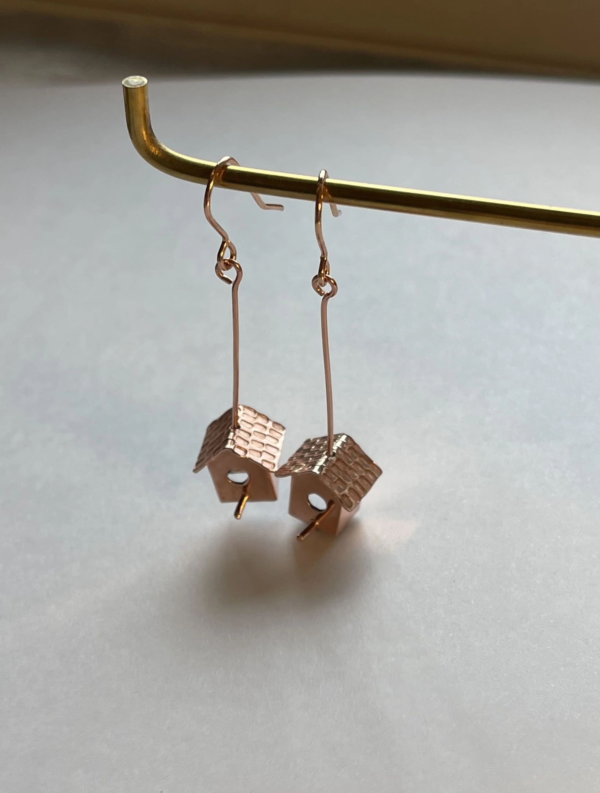 copper bits houses as earrings