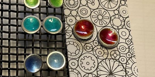 Enamelled silver stud earrings