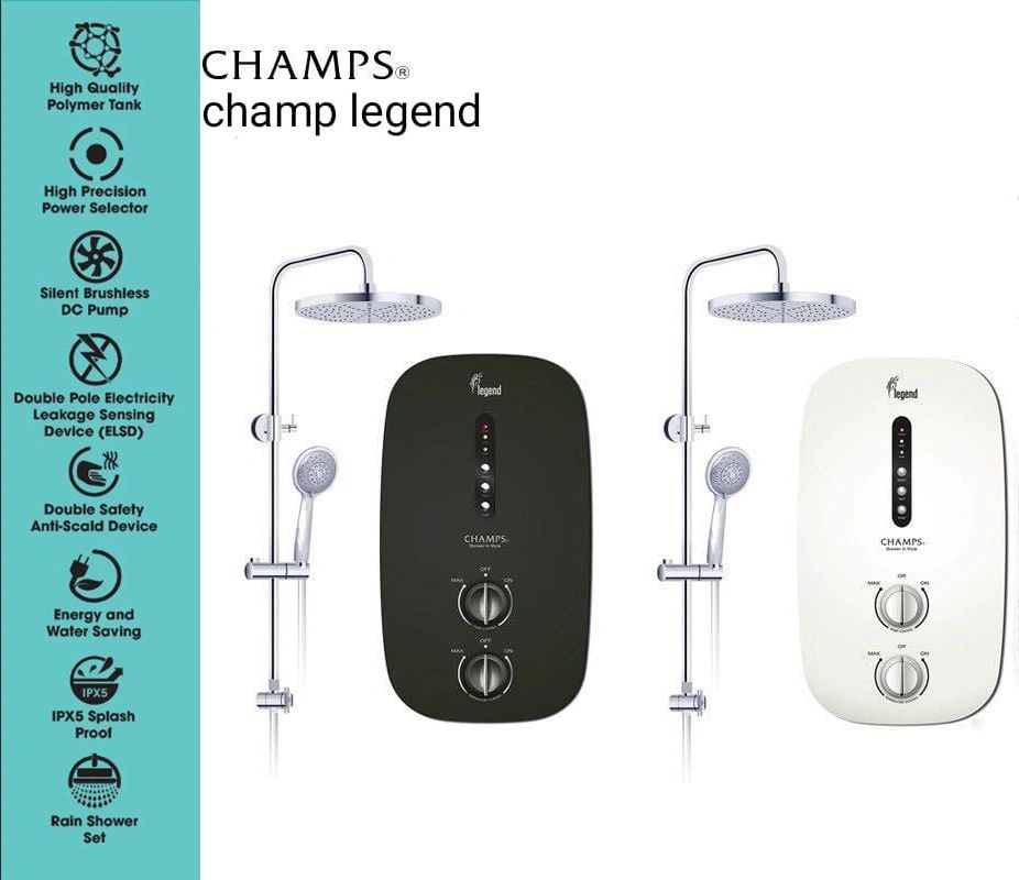 Champs Legend Instant Water Heater With Rain Shower Set