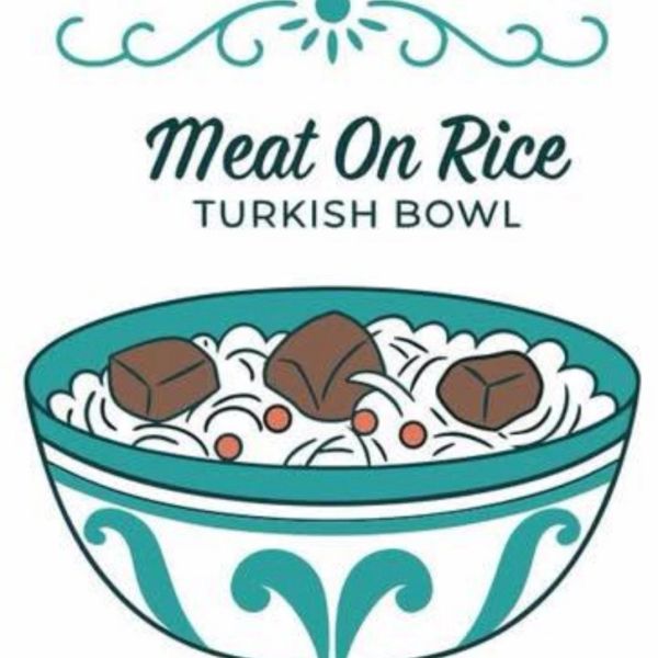 Illustration of a Turkish bowl with meat on rice.