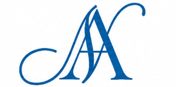Stylized blue intertwined letters 'A' and 'M'.