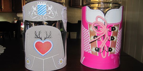 Covers/Koozies for the 1 liter steins. Ledhosen or Dindls styles