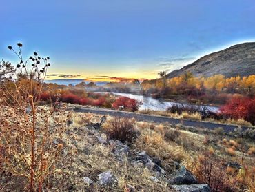 Fall hiking trail, trail bike, trail along, river & trail