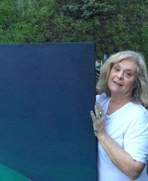 My paintings are acrylic on canvas,  bold and large. I need this scale to fully realize my images.