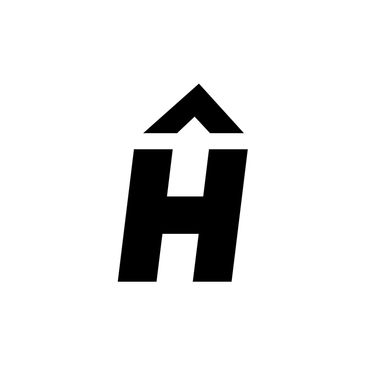 Black letter H with an upward arrow integrated on a white background.