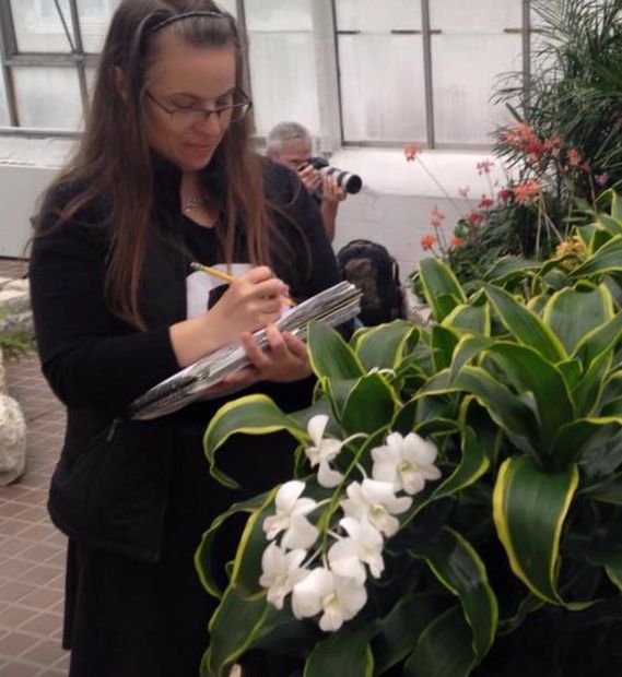 Drawing flowers at the Franklin Park Conservatory - photo credit Lia Easter