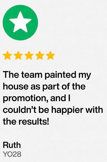 Five-star review praising house painting promotion and excellent results.
