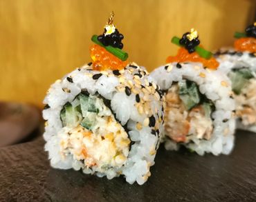 California Roll with king crab
California roll con granchio reale