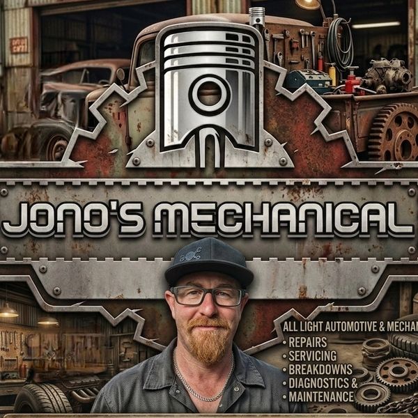 Business logo, and man smiling