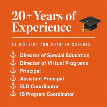 20+ years of special education leadership experience in district and charter schools.