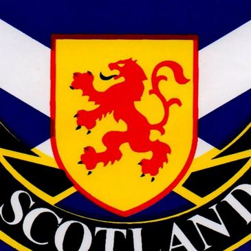 The coat of arms of Scotland.  Their emblem is the Thistle.